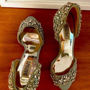 Badgley Mishka Light Blue Sparkle Heels. Work once! 8.5 size